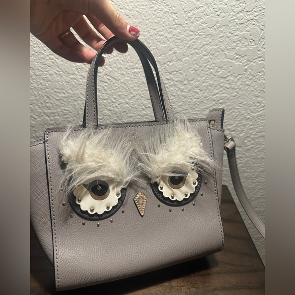 kate spade Handbags - Kate Spade Star Bright Owl Mini Hadlee Cityscape Gray Leather Crossbody Bag